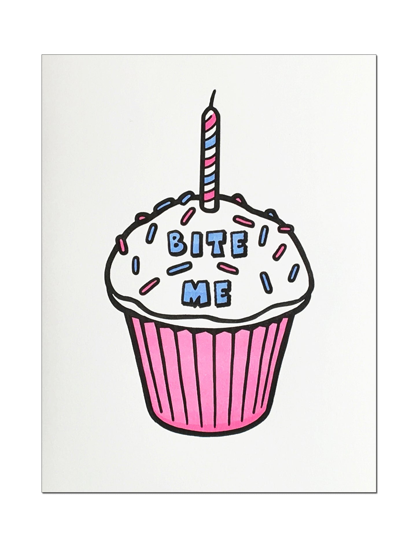Bite Me Cupcake. Letterpress Birthday Card.