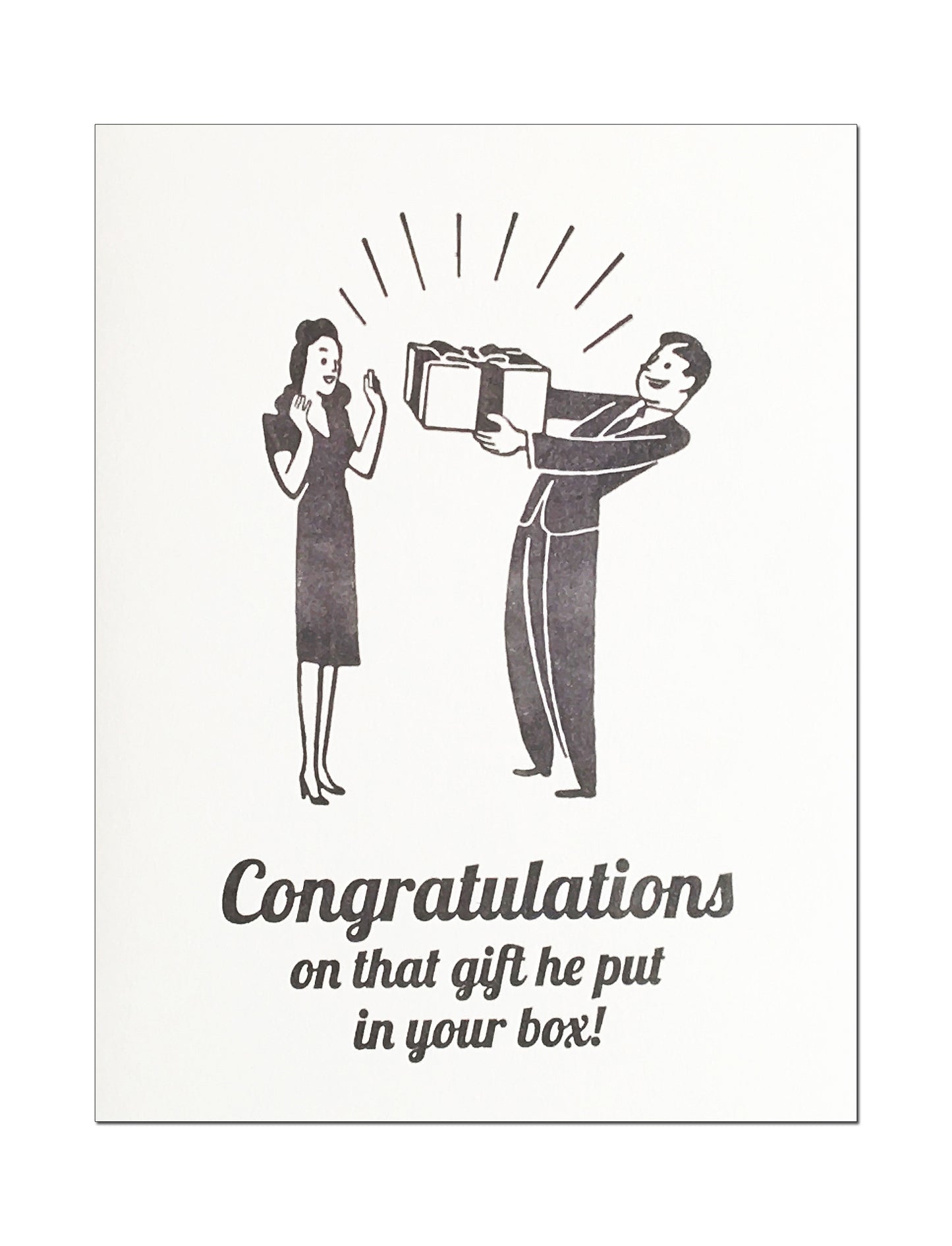 Gift in your Box. Letterpress Pregnancy Congratulations Card.