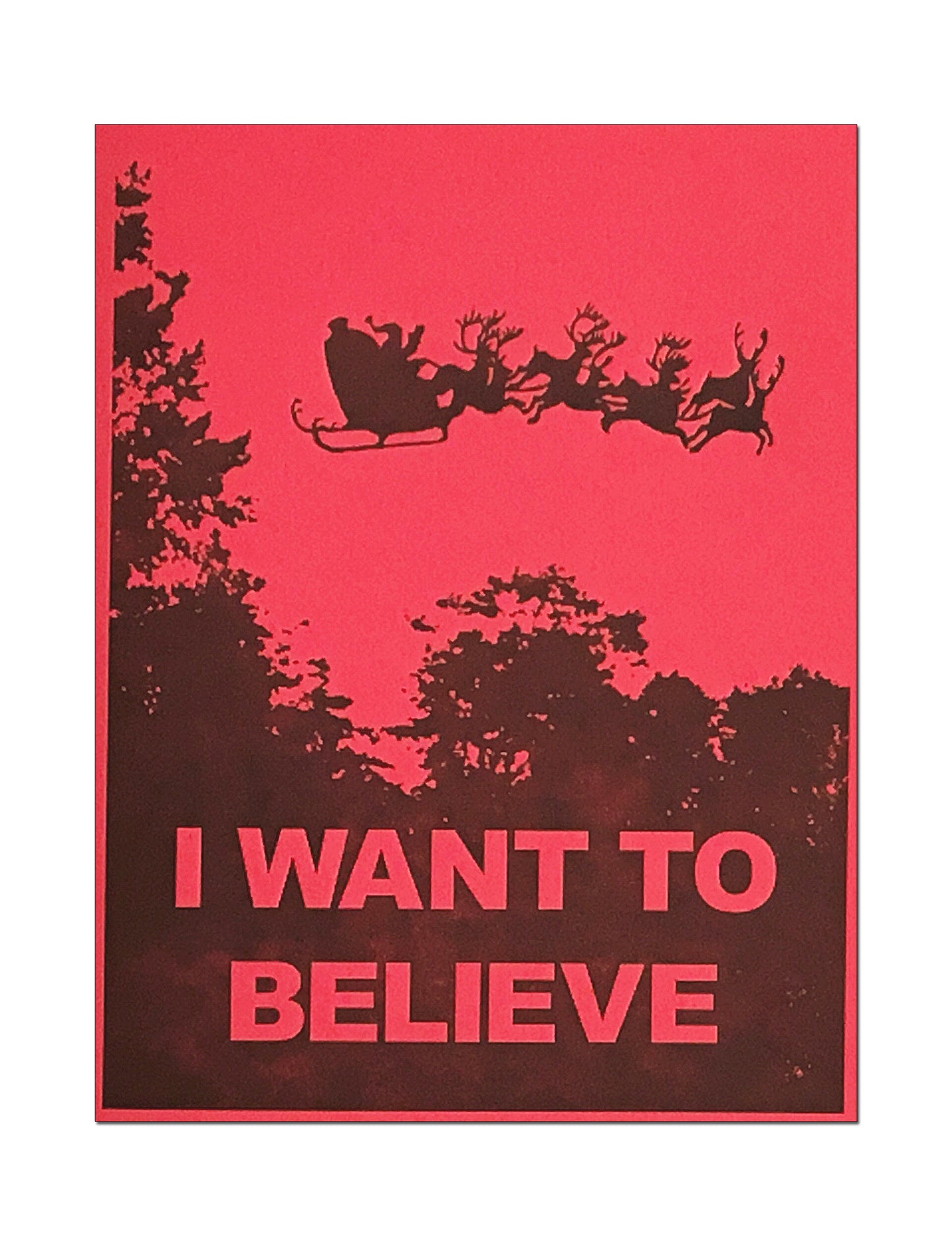 I Want to Believe. X-Files Parody Letterpress Holiday Card.