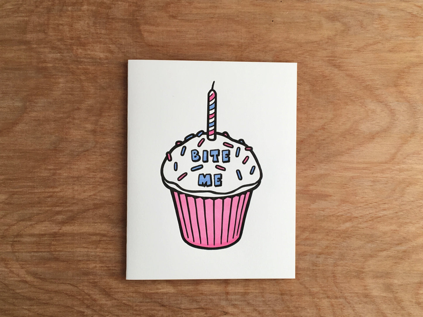 Bite Me Cupcake. Letterpress Birthday Card.