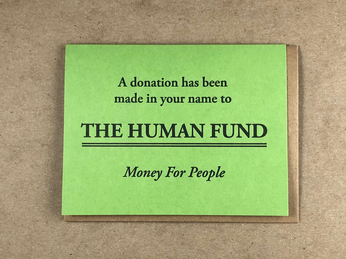 The Human Fund Letterpress Card