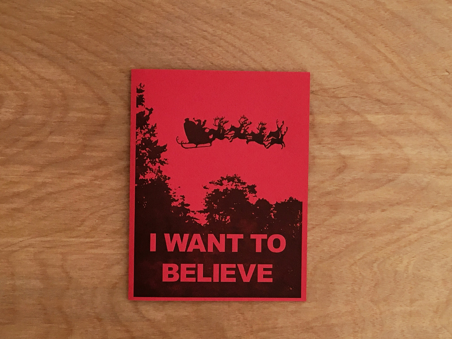 I Want to Believe. X-Files Parody Letterpress Holiday Card.