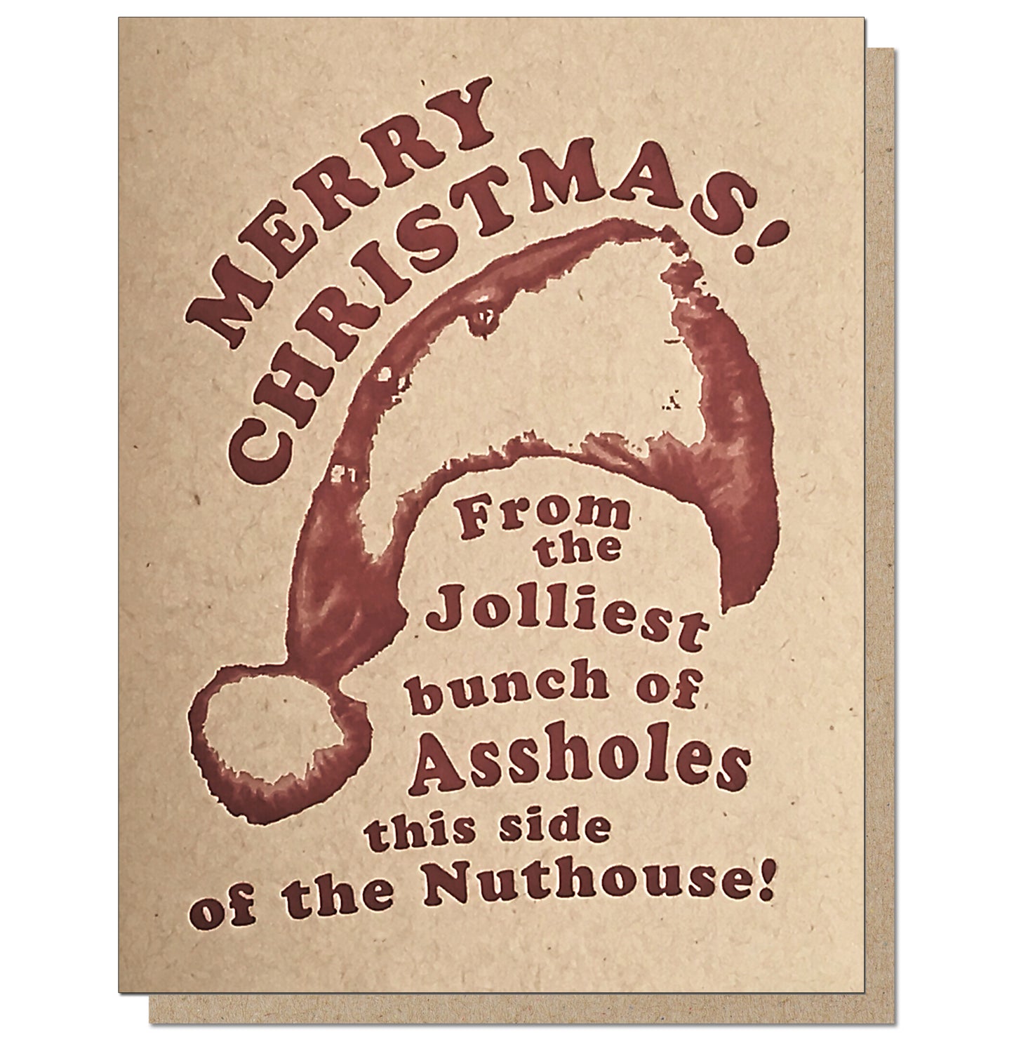 Jolly Assholes. Xmas Vacation Letterpress Holiday Card.