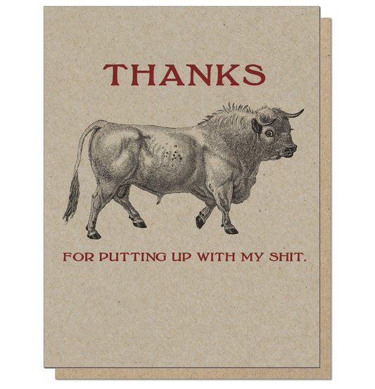 Thanks for Putting Up With My Bull. Thank You Card