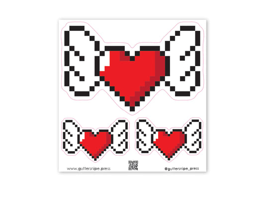 3 Piece Retro Heart Sticker Sheet