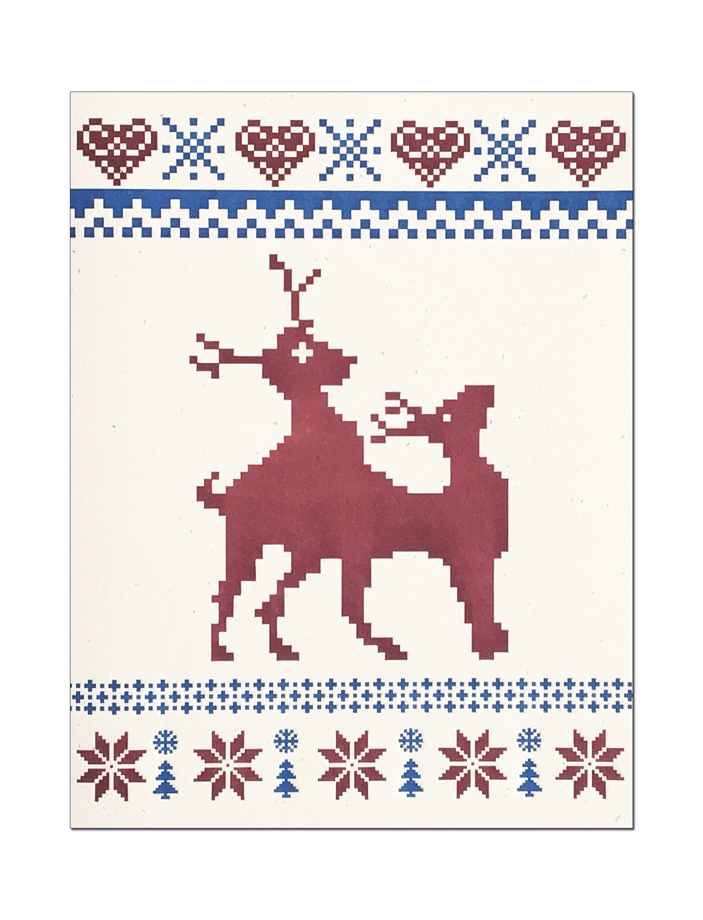 Frisky Reindeer Ugly Sweater Letterpress Holiday Card.