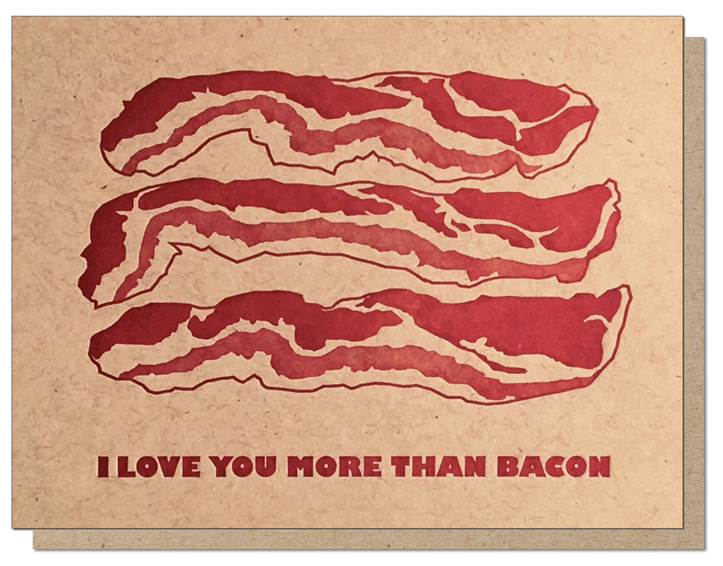 Bacon Love. Romantic Letterpress Card.