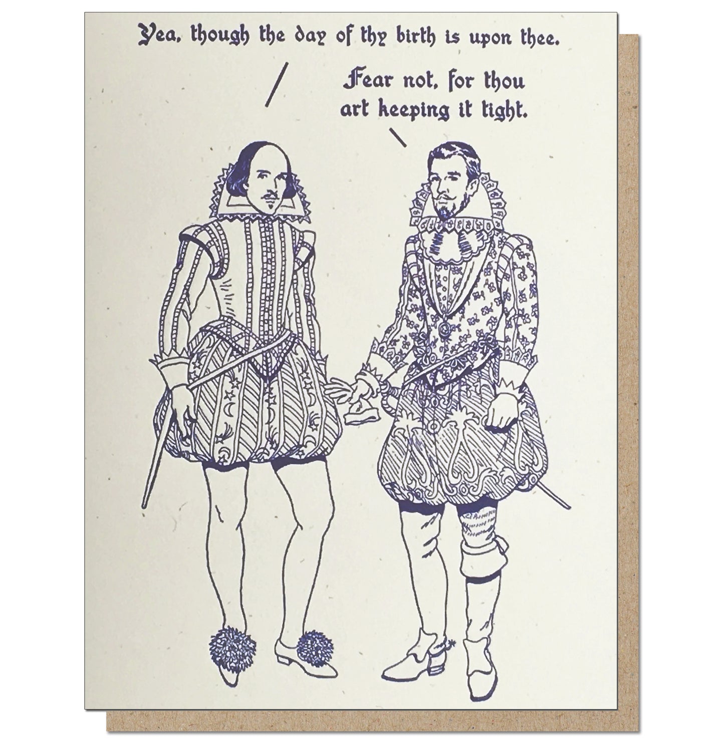 Britches and Hose: Keeping It Tight. Shakespeare Letterpress Birthday Greeting Card.