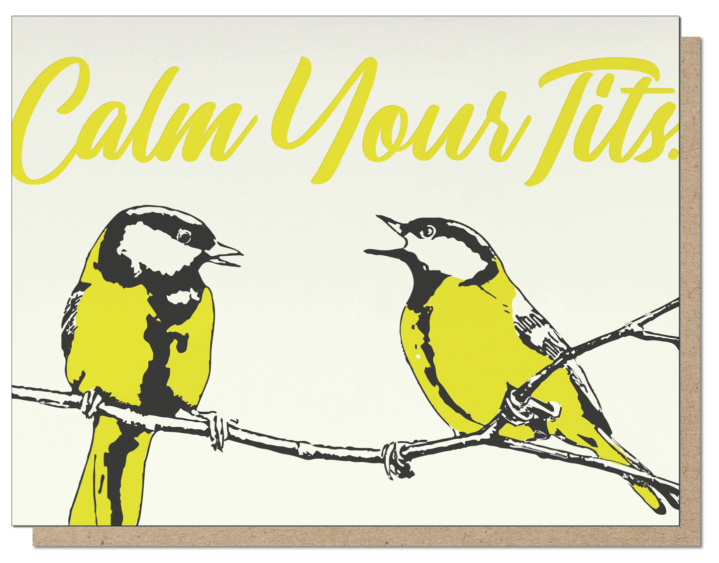 Calm Your Tits. Everyday Letterpress Greeting Card.