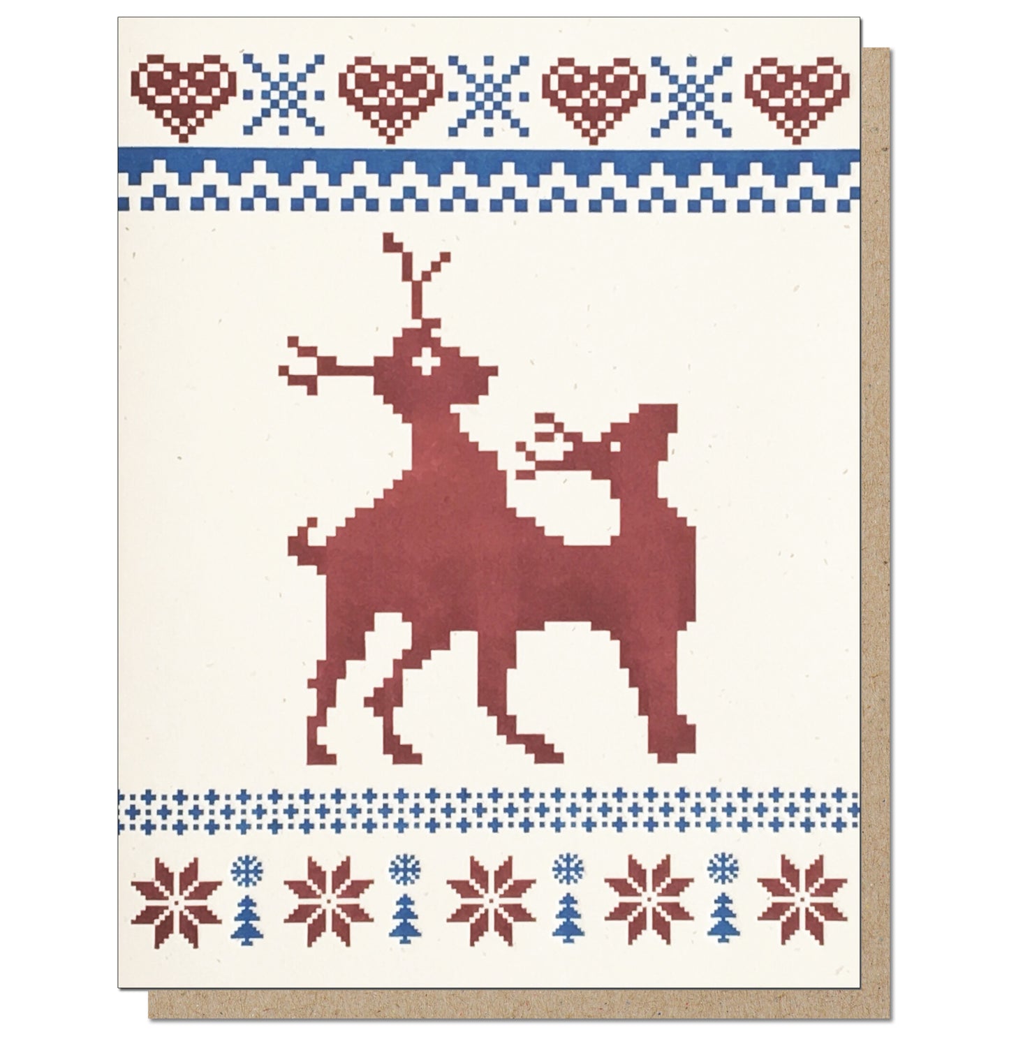 Frisky Reindeer Ugly Sweater Letterpress Holiday Card.