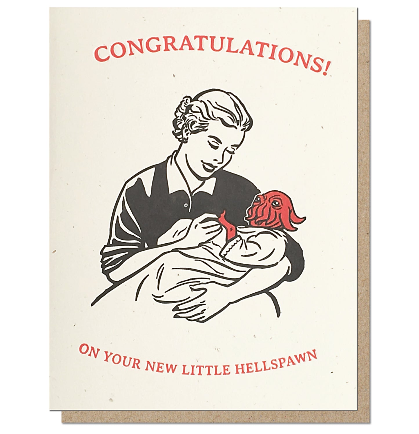 Congratulations on your Hellspawn. Letterpress New Baby Card.