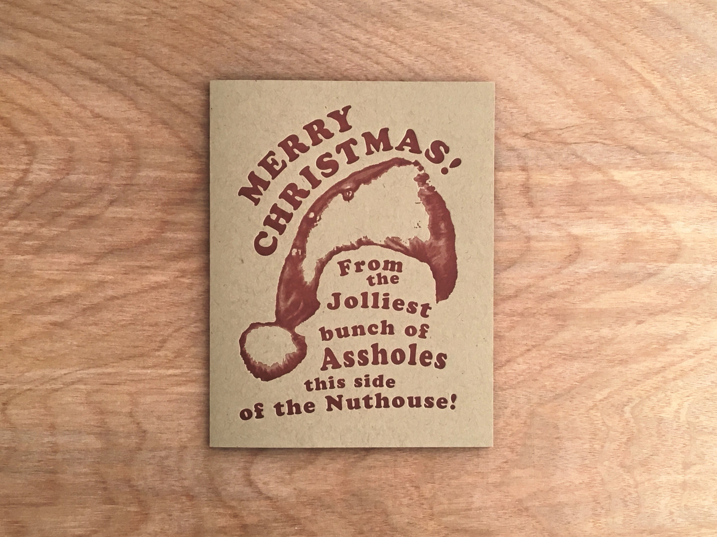 Jolly Assholes. Xmas Vacation Letterpress Holiday Card.