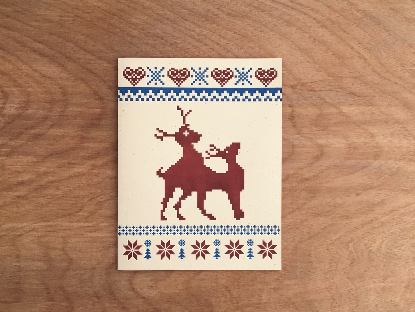 Frisky Reindeer Ugly Sweater Letterpress Holiday Card.