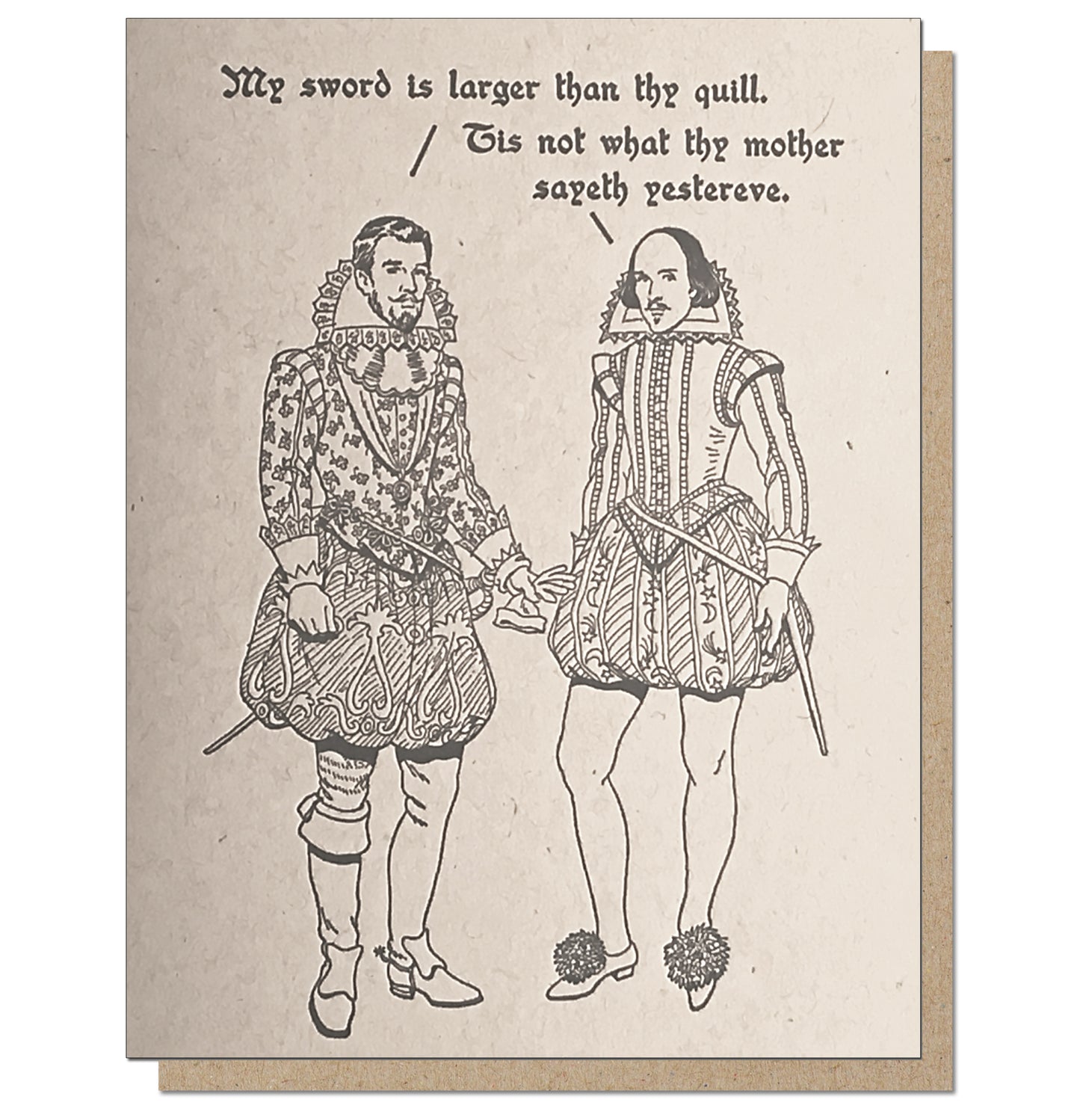 Britches & Hose: Sword vs. Quill Letterpress Card